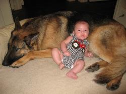 Baby Noah with dog Boris